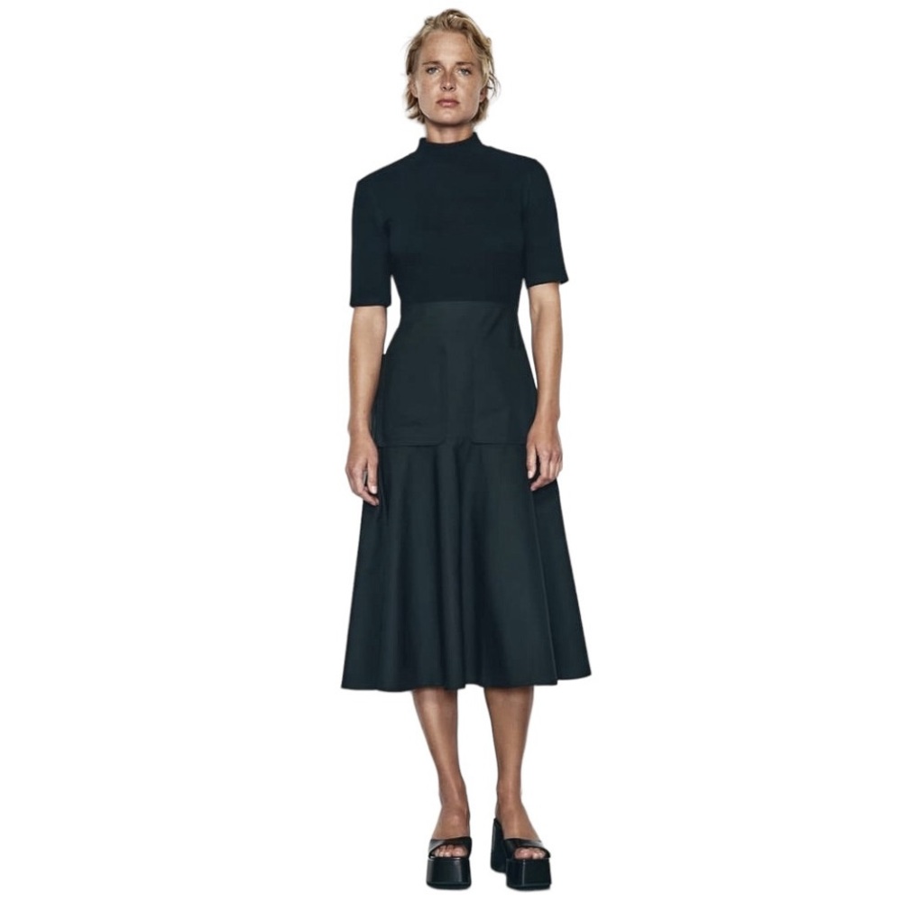 Zara Black High-Neck Midi Dress